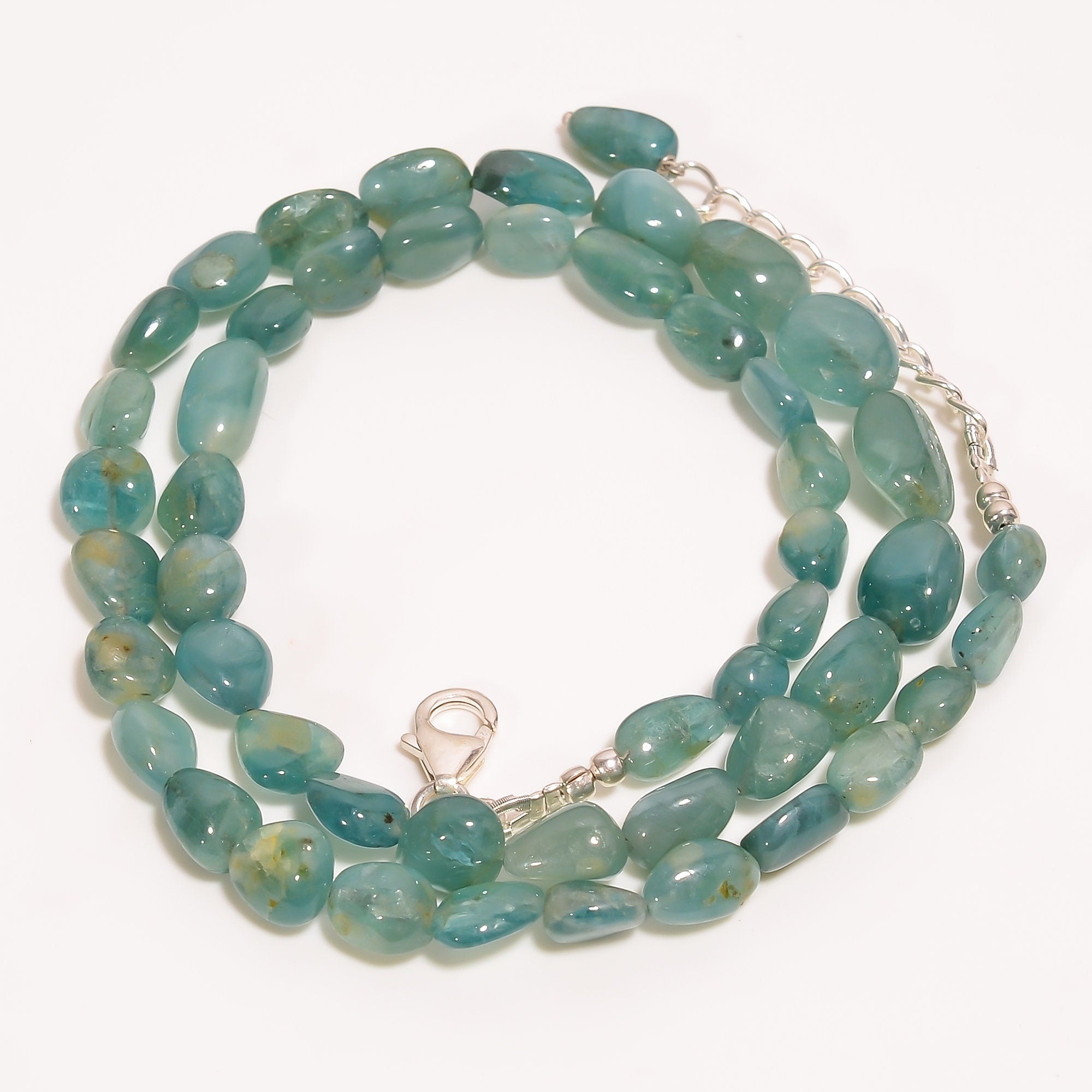 grandidierite natural tumbled shape smooth gemstone necklace